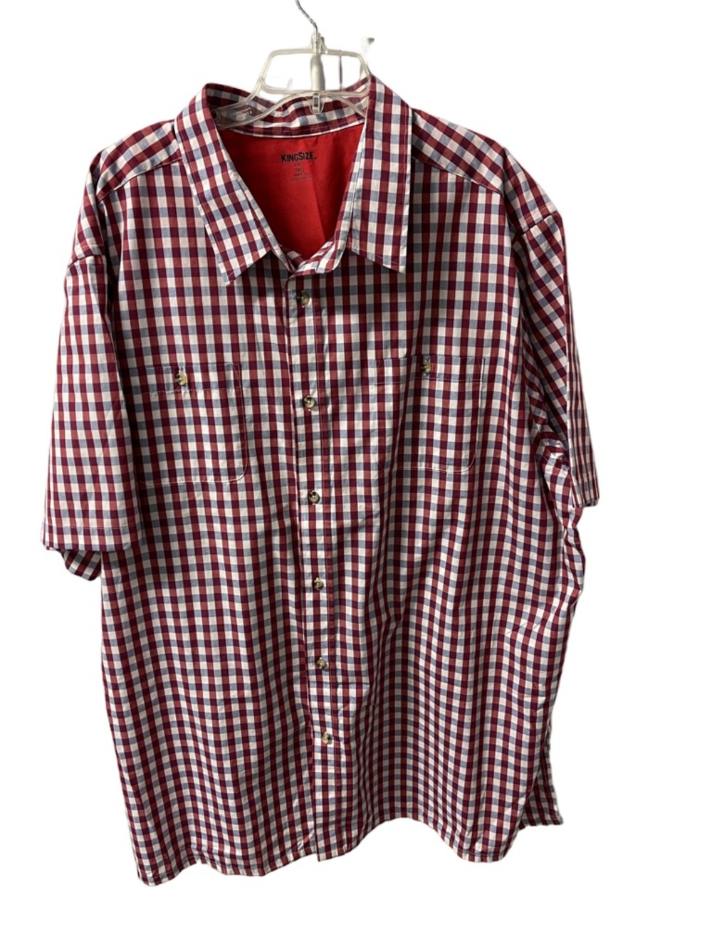 King Size Men's Short-Sleeve Button Down Shirt w/Pockets Sz 4XL Tall NWOT Red